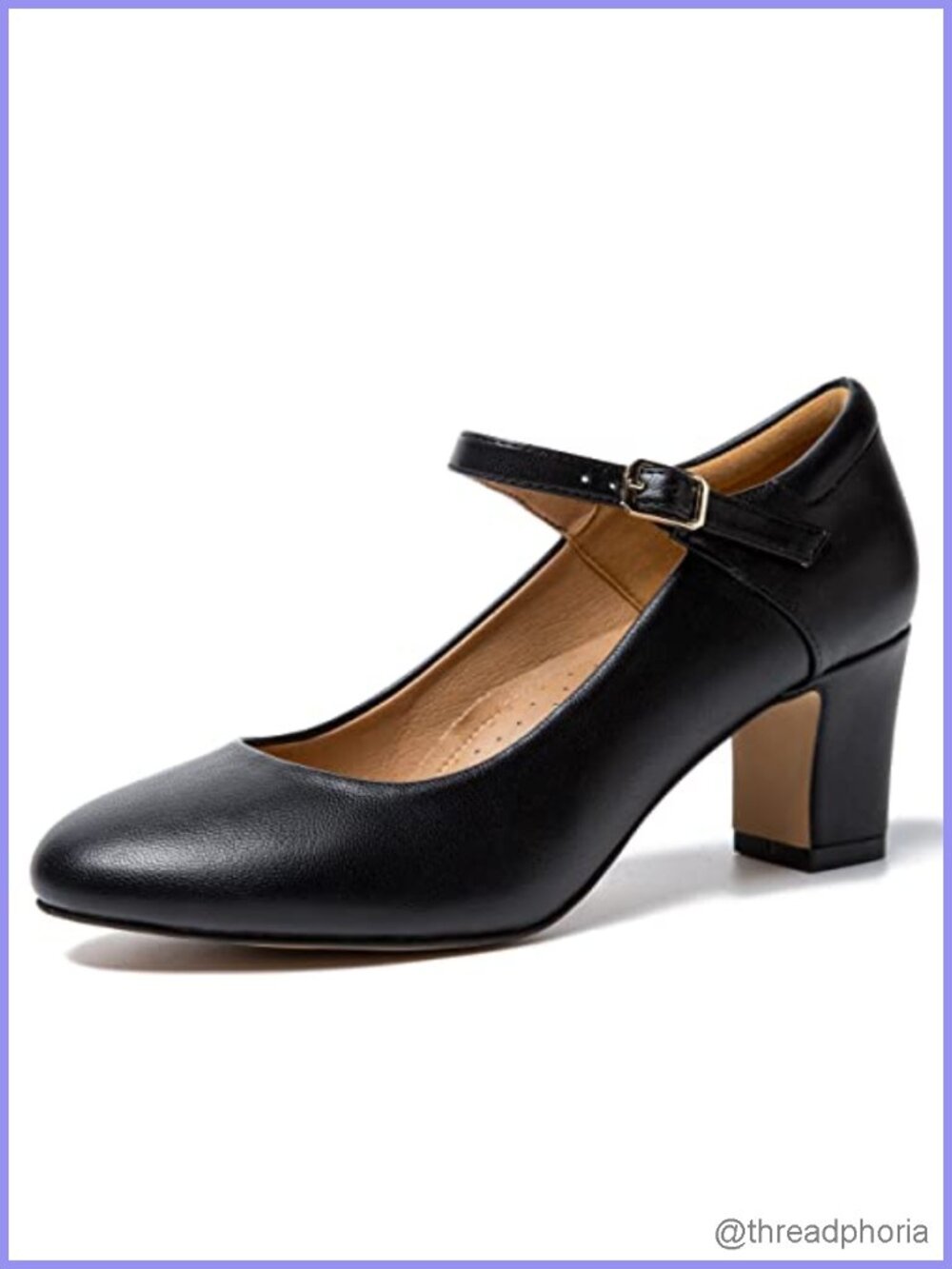 Women's Mary Jane Pumps Block Heel Ankle Strap Buckle Closed Toe
